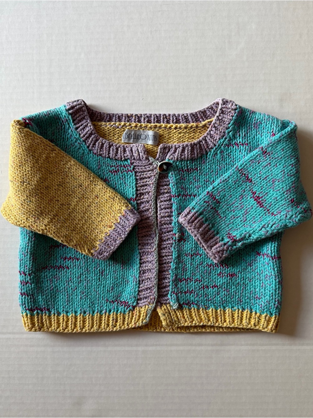 Lisa Who Knits Baby 6-12M Colorblock Knit Cardigan Art to Wear